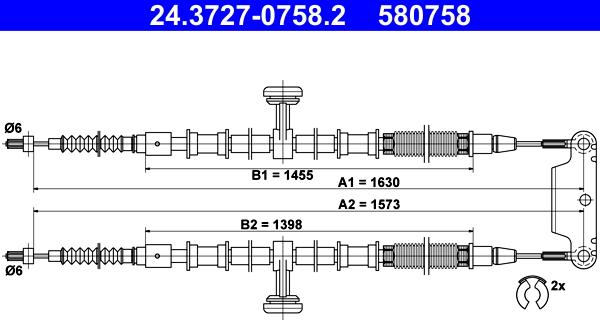 ATE 24.3727-0758.2 - Cablu, frana de parcare aaoparts.ro