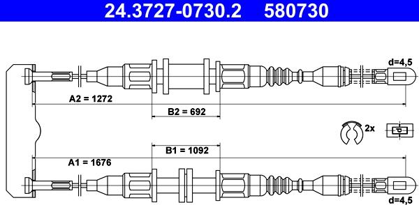 ATE 24.3727-0730.2 - Cablu, frana de parcare aaoparts.ro