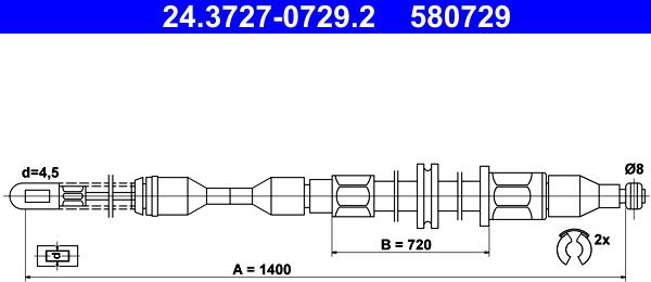 ATE 24.3727-0729.2 - Cablu, frana de parcare aaoparts.ro