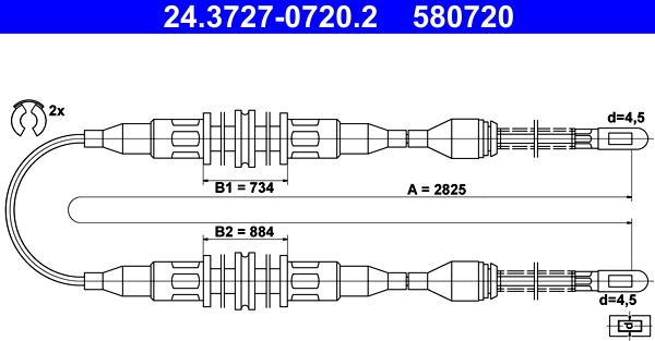ATE 24.3727-0720.2 - Cablu, frana de parcare aaoparts.ro