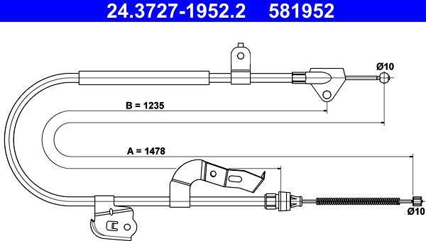 ATE 24.3727-1952.2 - Cablu, frana de parcare aaoparts.ro