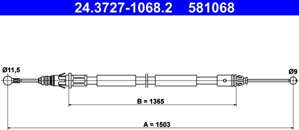 ATE 24.3727-1068.2 - Cablu, frana de parcare aaoparts.ro