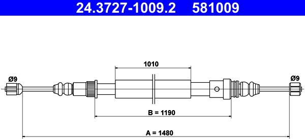 ATE 24.3727-1009.2 - Cablu, frana de parcare aaoparts.ro