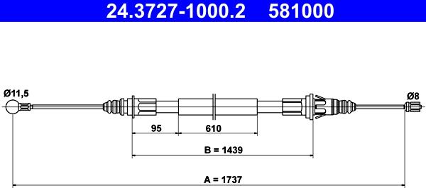 ATE 24.3727-1000.2 - Cablu, frana de parcare aaoparts.ro