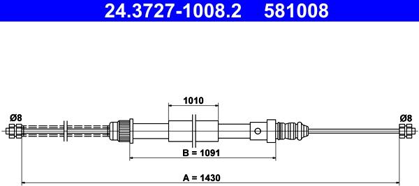 ATE 24.3727-1008.2 - Cablu, frana de parcare aaoparts.ro