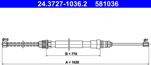 ATE 24.3727-1036.2 - Cablu, frana de parcare aaoparts.ro