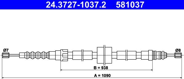 ATE 24.3727-1037.2 - Cablu, frana de parcare aaoparts.ro