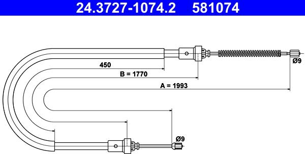 ATE 24.3727-1074.2 - Cablu, frana de parcare aaoparts.ro