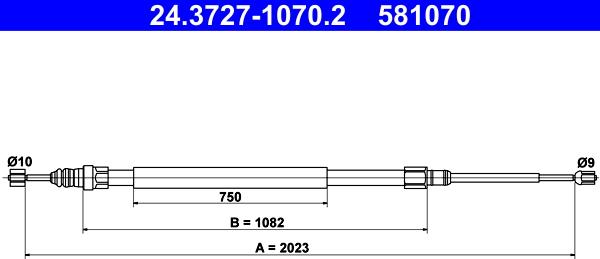 ATE 24.3727-1070.2 - Cablu, frana de parcare aaoparts.ro