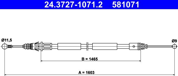 ATE 24.3727-1071.2 - Cablu, frana de parcare aaoparts.ro