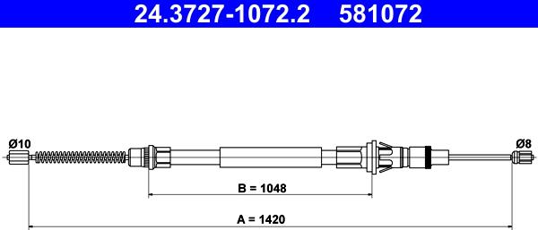 ATE 24.3727-1072.2 - Cablu, frana de parcare aaoparts.ro