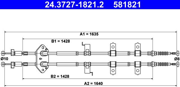 ATE 24.3727-1821.2 - Cablu, frana de parcare aaoparts.ro