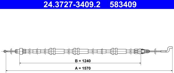 ATE 24.3727-3409.2 - Cablu, frana de parcare aaoparts.ro