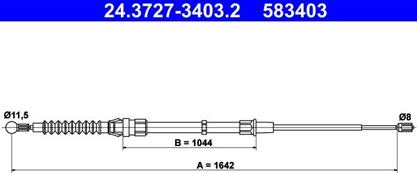 ATE 24.3727-3403.2 - Cablu, frana de parcare aaoparts.ro