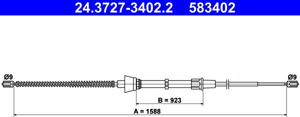 ATE 24.3727-3402.2 - Cablu, frana de parcare aaoparts.ro