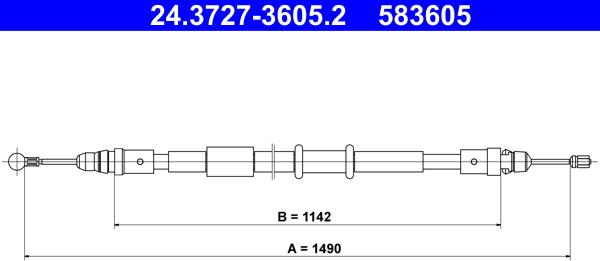 ATE 24.3727-3605.2 - Cablu, frana de parcare aaoparts.ro
