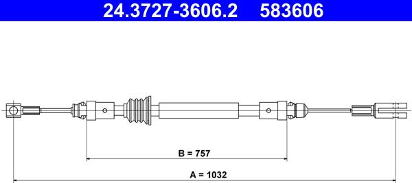 ATE 24.3727-3606.2 - Cablu, frana de parcare aaoparts.ro