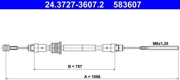 ATE 24.3727-3607.2 - Cablu, frana de parcare aaoparts.ro