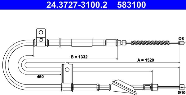 ATE 24.3727-3100.2 - Cablu, frana de parcare aaoparts.ro