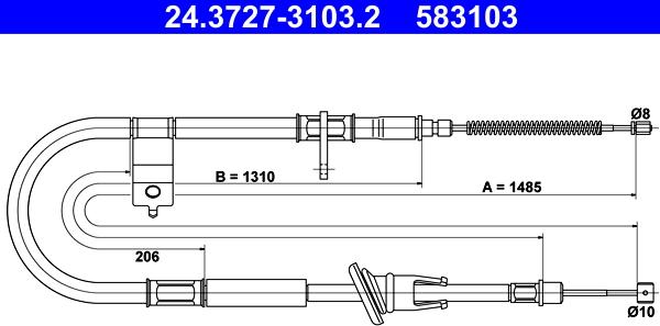 ATE 24.3727-3103.2 - Cablu, frana de parcare aaoparts.ro