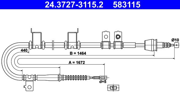 ATE 24.3727-3115.2 - Cablu, frana de parcare aaoparts.ro