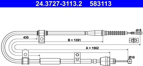 ATE 24.3727-3113.2 - Cablu, frana de parcare aaoparts.ro