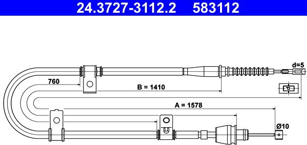 ATE 24.3727-3112.2 - Cablu, frana de parcare aaoparts.ro