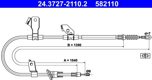 ATE 24.3727-2110.2 - Cablu, frana de parcare aaoparts.ro