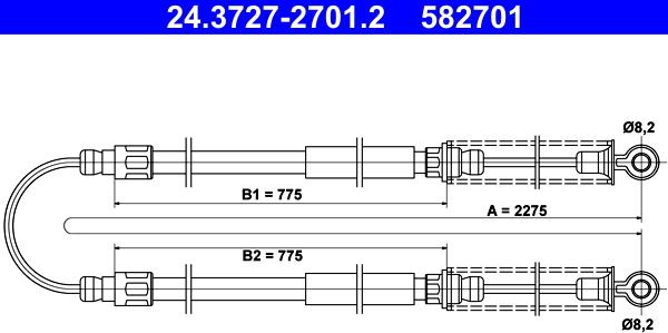 ATE 24.3727-2701.2 - Cablu, frana de parcare aaoparts.ro