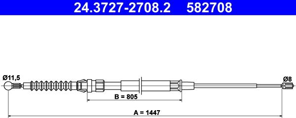 ATE 24.3727-2708.2 - Cablu, frana de parcare aaoparts.ro