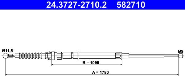 ATE 24.3727-2710.2 - Cablu, frana de parcare aaoparts.ro