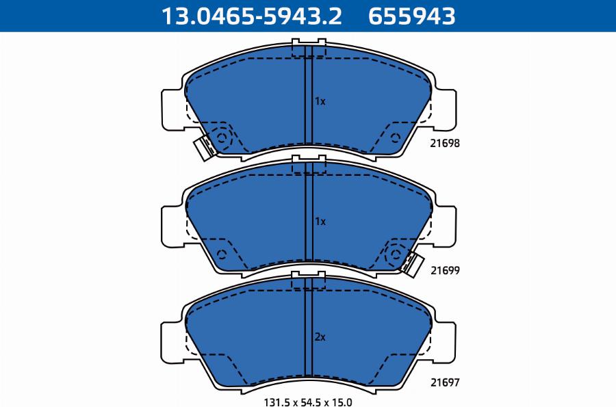 ATE-APAC 13.0465-5943.2 - Set placute frana,frana disc aaoparts.ro
