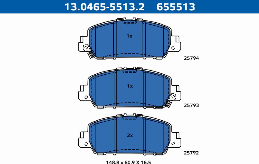 ATE-APAC 13.0465-5513.2 - Set placute frana,frana disc aaoparts.ro
