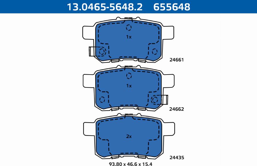ATE-APAC 13.0465-5648.2 - Set placute frana,frana disc aaoparts.ro