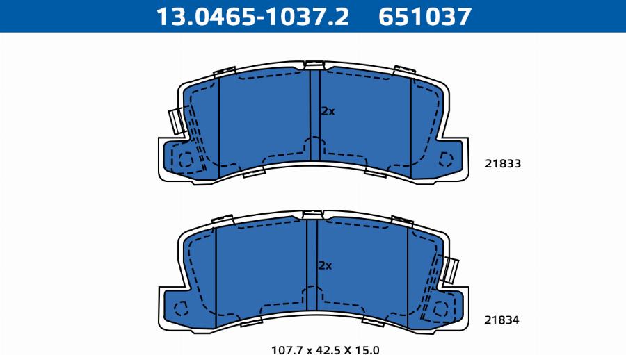 ATE-APAC 13.0465-1037.2 - Set placute frana,frana disc aaoparts.ro