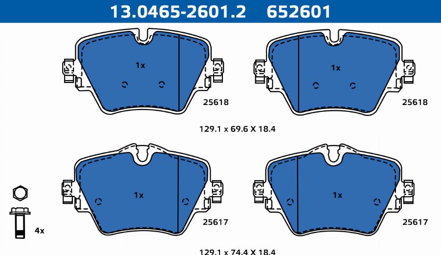 ATE-APAC 13.0465-2601.2 - Set placute frana,frana disc aaoparts.ro