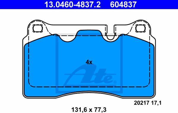 ATE 13.0460-4837.2 - Set placute frana,frana disc aaoparts.ro