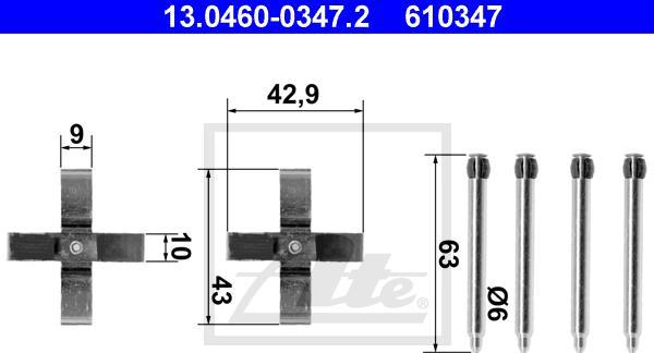 ATE 13.0460-0347.2 - Set accesorii, placute frana aaoparts.ro