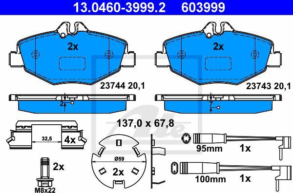 ATE 13.0460-3999.2 - Set placute frana,frana disc aaoparts.ro
