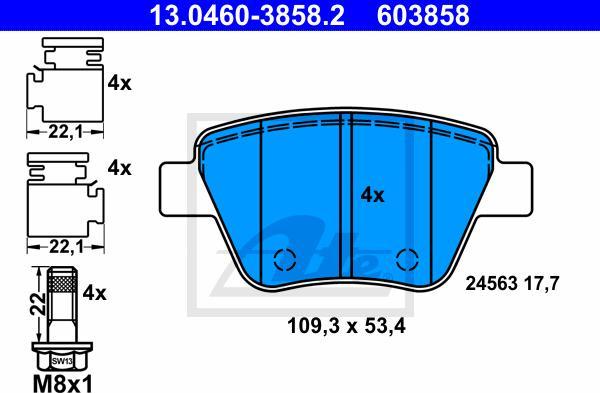 ATE 13.0460-3858.2 - Set placute frana,frana disc aaoparts.ro