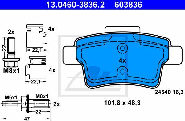 ATE 13.0460-3836.2 - Set placute frana,frana disc aaoparts.ro