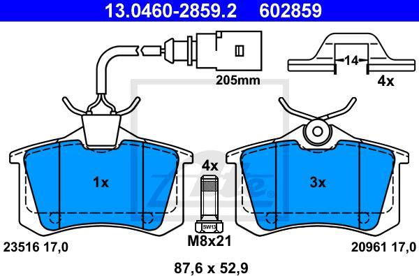 ATE 13.0460-2859.2 - Set placute frana,frana disc aaoparts.ro