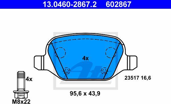 ATE 13.0460-2867.2 - Set placute frana,frana disc aaoparts.ro