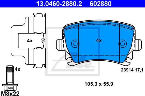 ATE 13.0460-2880.2 - Set placute frana,frana disc aaoparts.ro