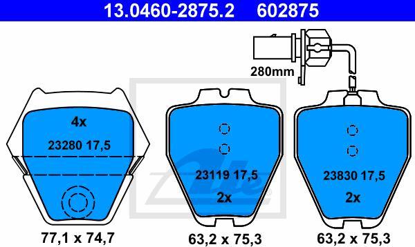 ATE 13.0460-2875.2 - Set placute frana,frana disc aaoparts.ro