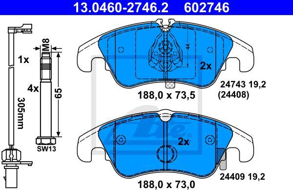 ATE 13.0460-2746.2 - Set placute frana,frana disc aaoparts.ro