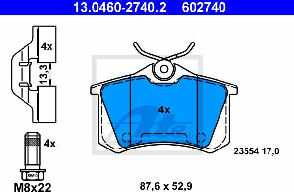 ATE 13.0460-2740.2 - Set placute frana,frana disc aaoparts.ro
