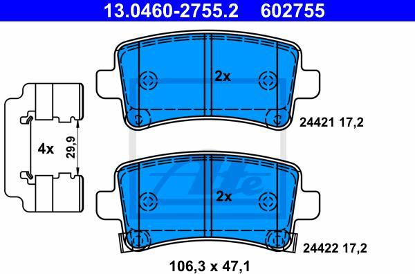 ATE 13.0460-2755.2 - Set placute frana,frana disc aaoparts.ro