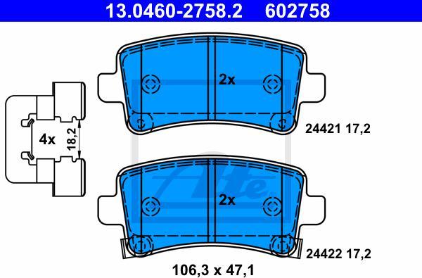 ATE 13.0460-2758.2 - Set placute frana,frana disc aaoparts.ro