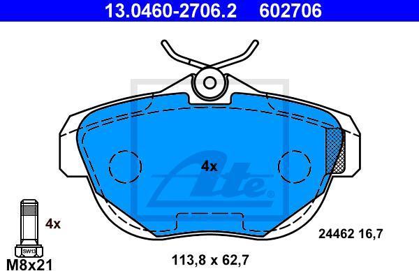 ATE 13.0460-2706.2 - Set placute frana,frana disc aaoparts.ro